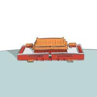 forbidden city in Beijing China hand drawn with black lines vector