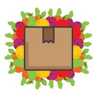caja de entrega con ilustración de verduras. día mundial del vegano vector