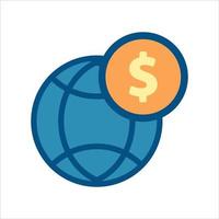 globe icon vector. globe with money icon vector