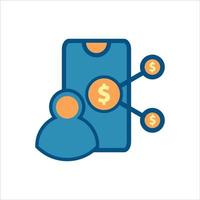 mobile finance icon,  smartphone with money icon vector