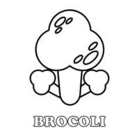 brocoli coloring page. healthy food coloring page for children vector