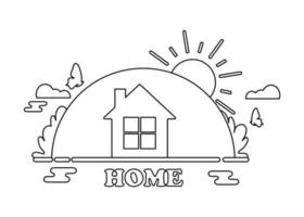 home coloring page. coloring page for children vector