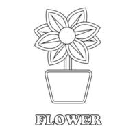 flower on pot coloring page. coloring page for children vector