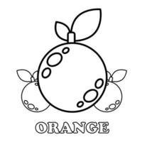orange fruit coloring page. healthy food coloring page for children vector