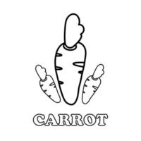 carrot coloring page. healthy food coloring page for children vector