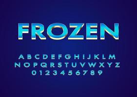Modern icy look custom font alphabet and number with metallic look vector