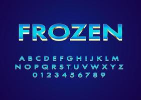 Modern icy look custom font alphabet and number with metallic look vector