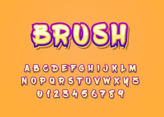 Custom font effect with graffiti style, set of alphabet and number
