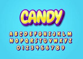 efecto de estilo de fuente estilo caramelo, conjunto de alfabeto y número vector