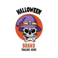 skull With hat Illustration Character happy halloween with raven vector