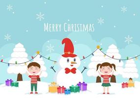 Merry Christmas, Cute Cartoon Santa Claus Background and Friends vector