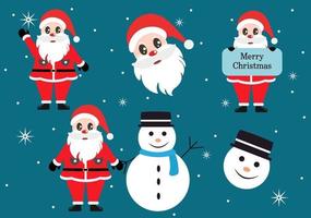 Merry Christmas, Cute Cartoon Santa Claus Background and Friends vector