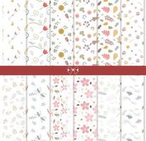 Collection of transparent colorful fancy floral seamless pattern vector