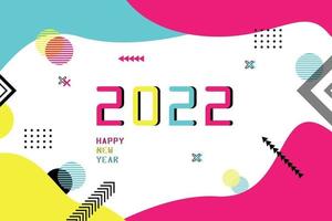 feliz año nuevo 2022 fondo de memphis vector