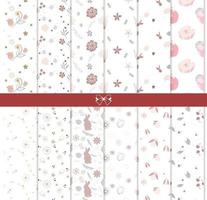 Collection of colorful fancy floral seamless pattern transparent vector