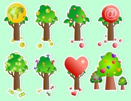 Conceptual Sticker Tree Set vector