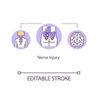 Nerve injury, nervous tissue trauma concept icon vector