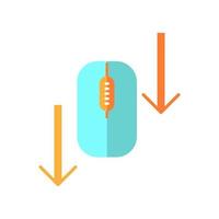 Scroll down mouse flat design cartoon RGB color icon vector