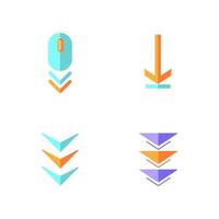 Scrolling down and uploading indicators flat design color icons set vector