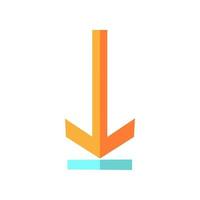 Down arrow, upload flat design cartoon RGB color icon vector