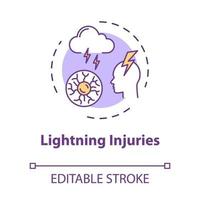 Lightning injuries, traumatism natural factor concept icon vector