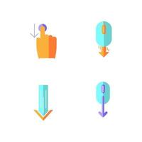 conjunto de iconos de color rgb de dibujos animados de diseño plano scrolldown vector