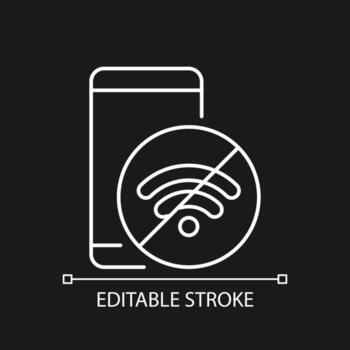 Internet connection issues white linear icon for dark theme vector