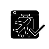 Online booking systems black glyph icon vector