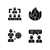 Working together black glyph icons set on white space vector