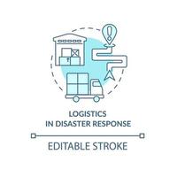 Logistics in disaster response concept icon. vector