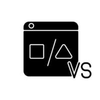 comparación de plataformas icono de glifo negro vector