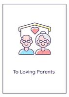 To loving parents greeting card with color icon element vector