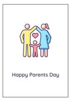 Happy parents day greeting card with color icon element vector