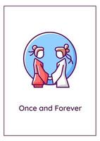 Once and forever greeting card with color icon element vector