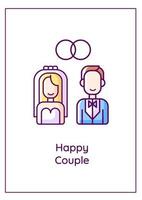 Happy couple greeting card with color icon element vector