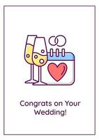 Congrats on wedding greeting card with color icon element vector