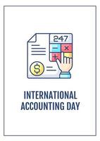 International accounting day greeting card with color icon element vector