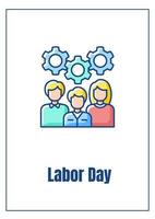 Labor day greeting card with color icon element vector