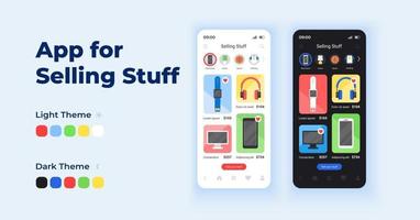 App for selling stuff smartphone interface vector templates set