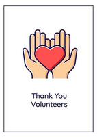 Thank you volunteers greeting card with color icon element vector