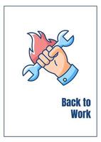 Back to work greeting card with color icon element vector