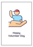 Happy volunteer day greeting card with color icon element vector