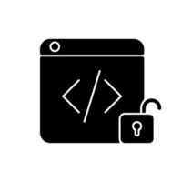 Open source code platforms black glyph icon vector