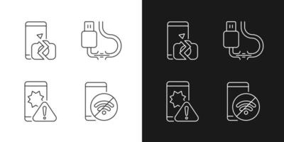 Repair related black linear icons set for dark and light mode vector