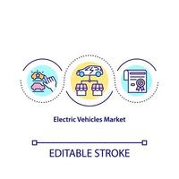 icono de concepto de mercado de vehículos eléctricos. vector