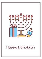 Happy Hanukkah holiday greeting card with color icon element vector