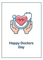 Happy doctors day greeting card with color icon element vector