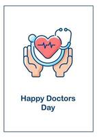 Tarjeta de felicitación feliz del día del médico con elemento de icono de color vector