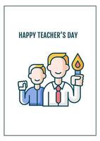 Happy teacher day greeting card with color icon element vector