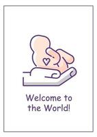 Welcome to world baby greeting card with color icon element vector